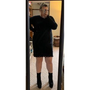 Forever 21+ Black Distressed Sweater Dress